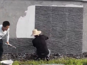 洞石+夯土室外安装视频